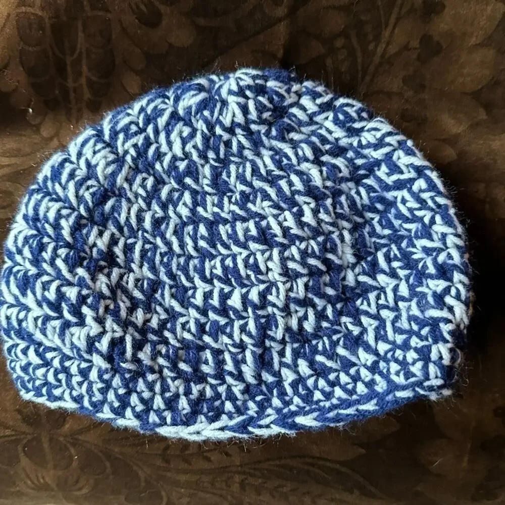 Handmade Blue and white crochet hat acrylic